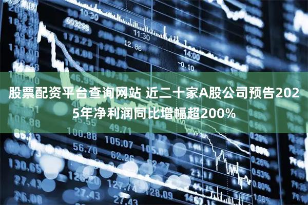 股票配资平台查询网站 近二十家A股公司预告2025年净利润同比增幅超200%
