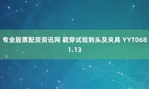 专业股票配资资讯网 戳穿试验刺头及夹具 YYT0681.13